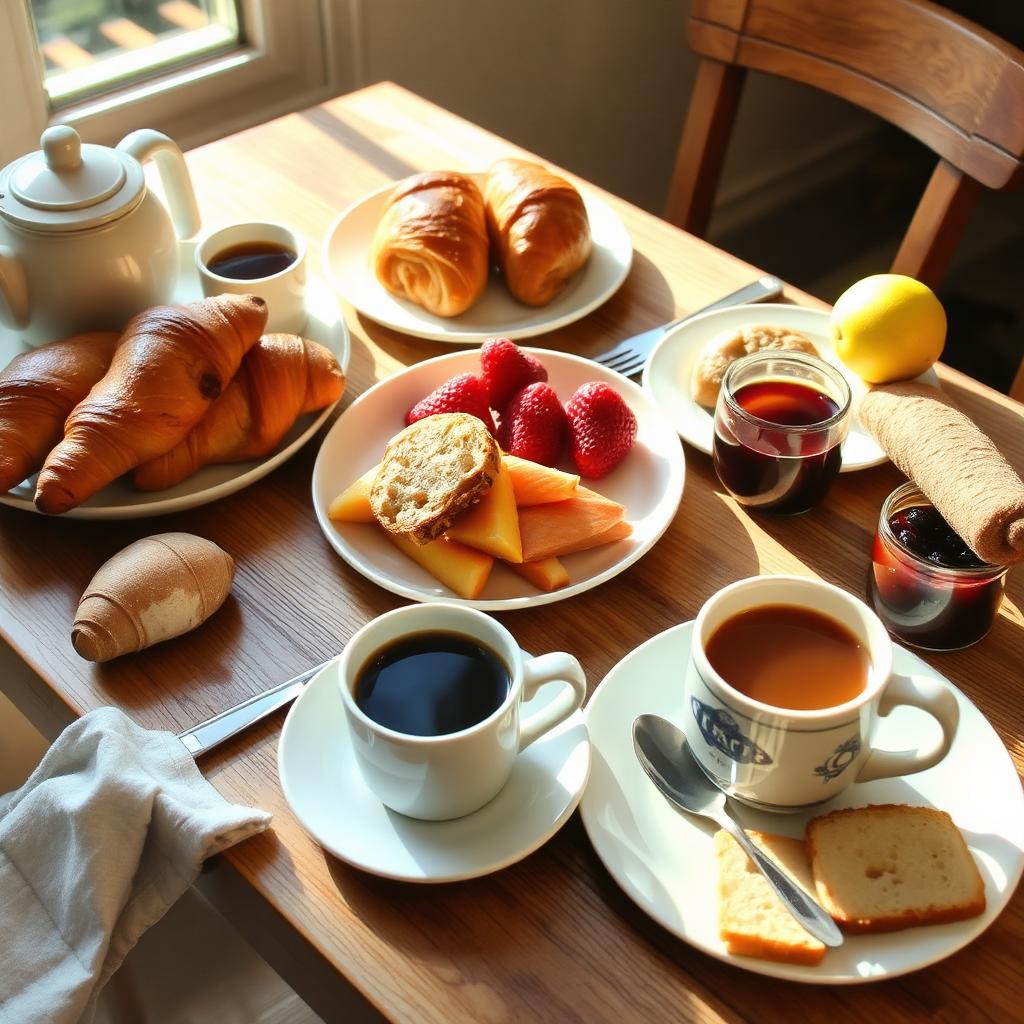 Frans ontbijt met croissants